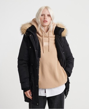 Superdry Nadare Microfibre Parka Női Kabát Fekete | CYQWA6381